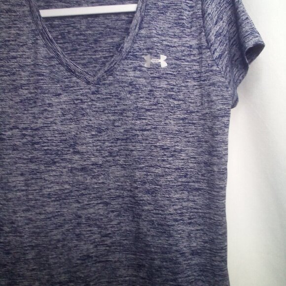 Under Armour Shirt Women S ? V-neck Short Sleeve Active Athletic Blue - Picture 9 of 16